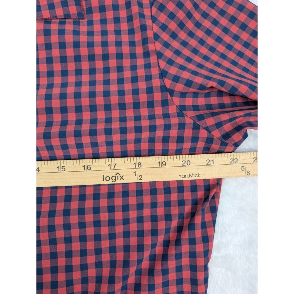 Mizzen + Main Men's Shirt M Trim Fit Red Blue‎ Check Performance Menswear - Picture 5 of 11